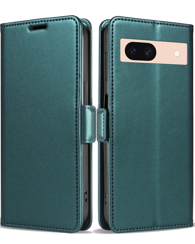 【Junzc】Google Pixel 8a ケース 手帳型 高級PUレザー 耐衝撃・落下防止・全面保護 カード収納&スタンド機能付 マグネット閉式 ワイヤレス充電対応 薄型軽量 おしゃれ ビジネスにも使える グリーン