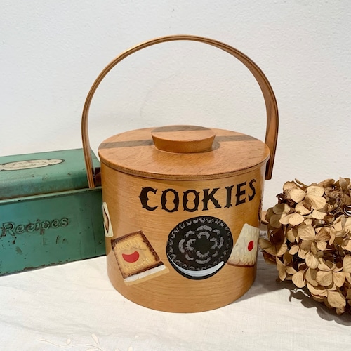 ビンテージ　ハンドル付き　木製クッキージャー　COOKIES  BOX