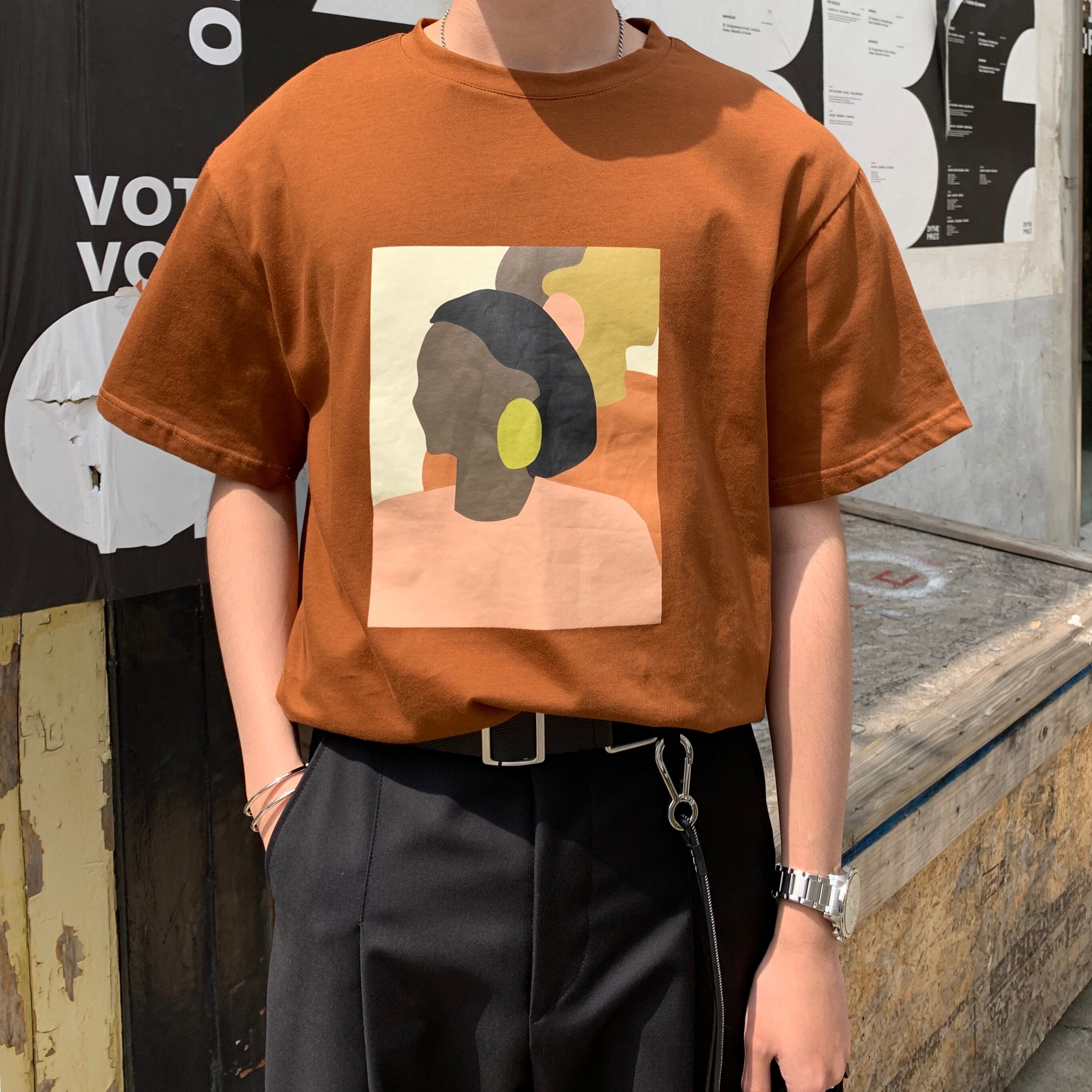 全2色 Tシャツ カットソー プリント カジュアル おしゃれ