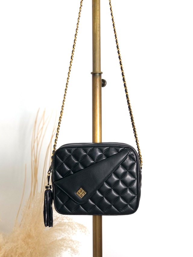 GIVENCHY ジバンシィ ヒョウ柄 ロゴ レザー ハンドバッグ ブラック vintage ヴィンテージ オールド upehz7