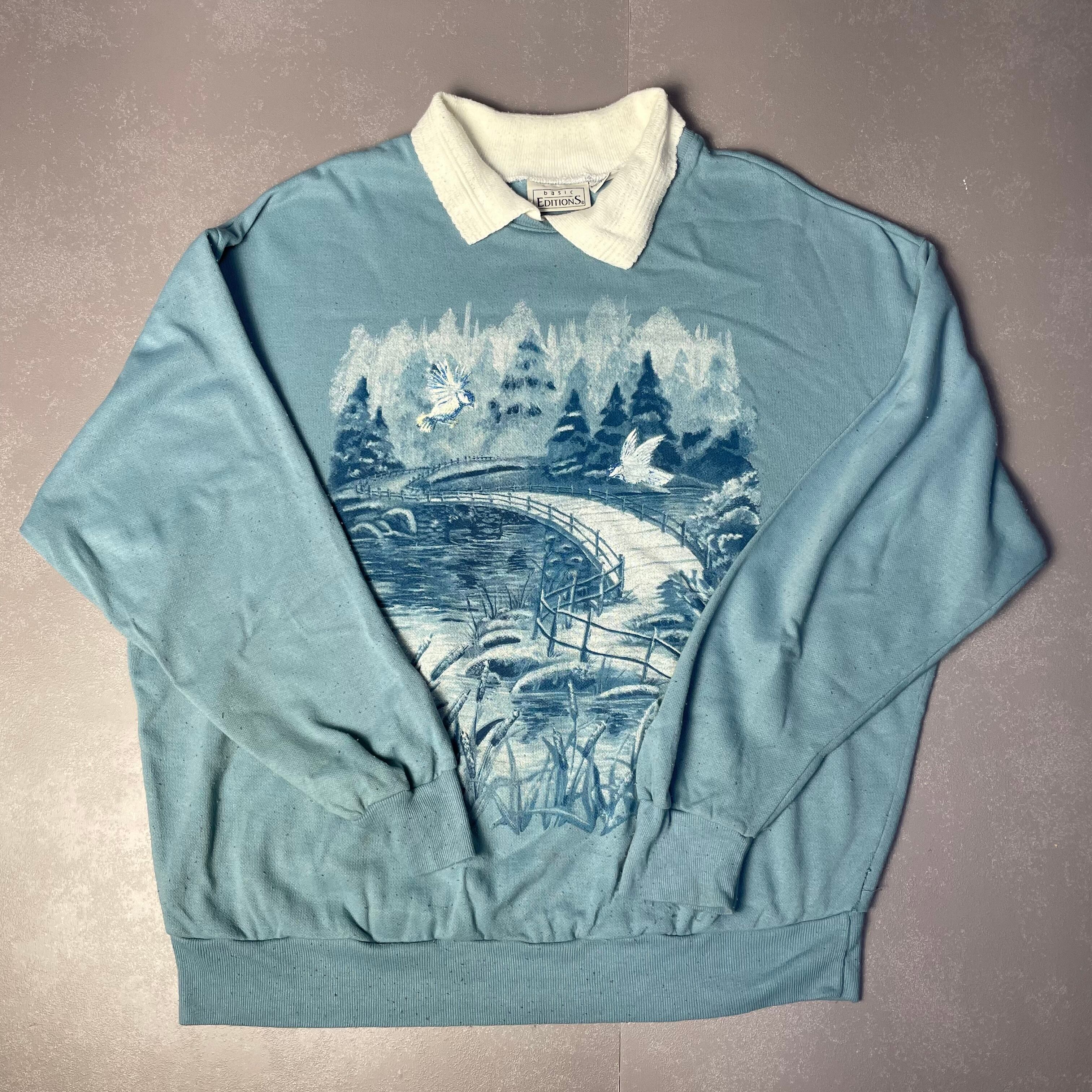 BASIC EDITIONS 柄 プリントスウェット トレーナー ホンジュラス製 レディースXL【スウェット】