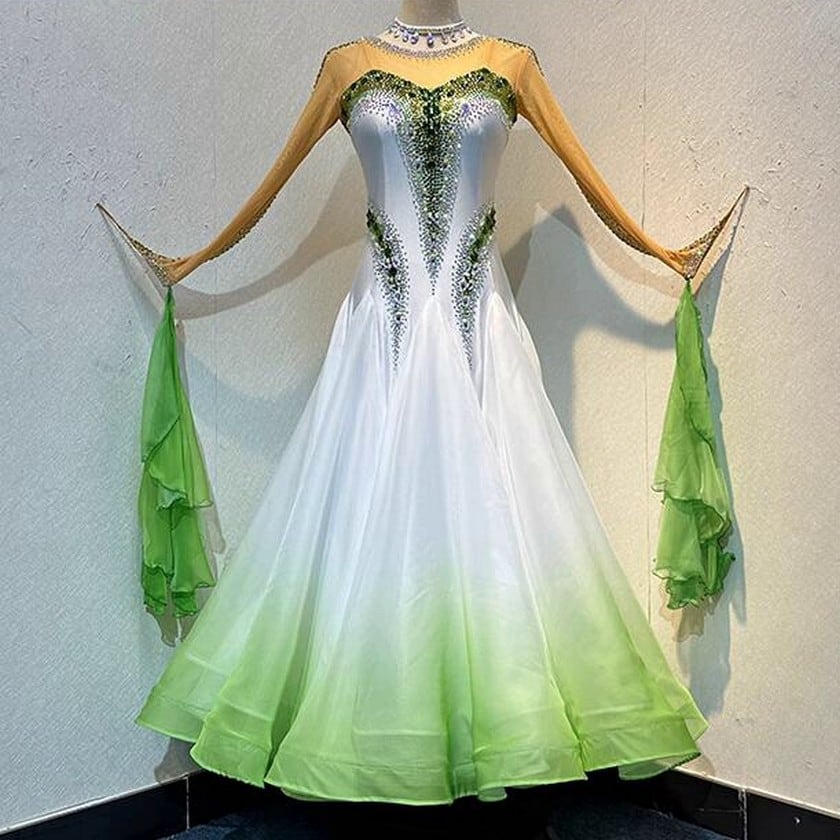 【セミオーダー】 社交ダンス 競技衣装 グラデーション スイングドレス ds0670