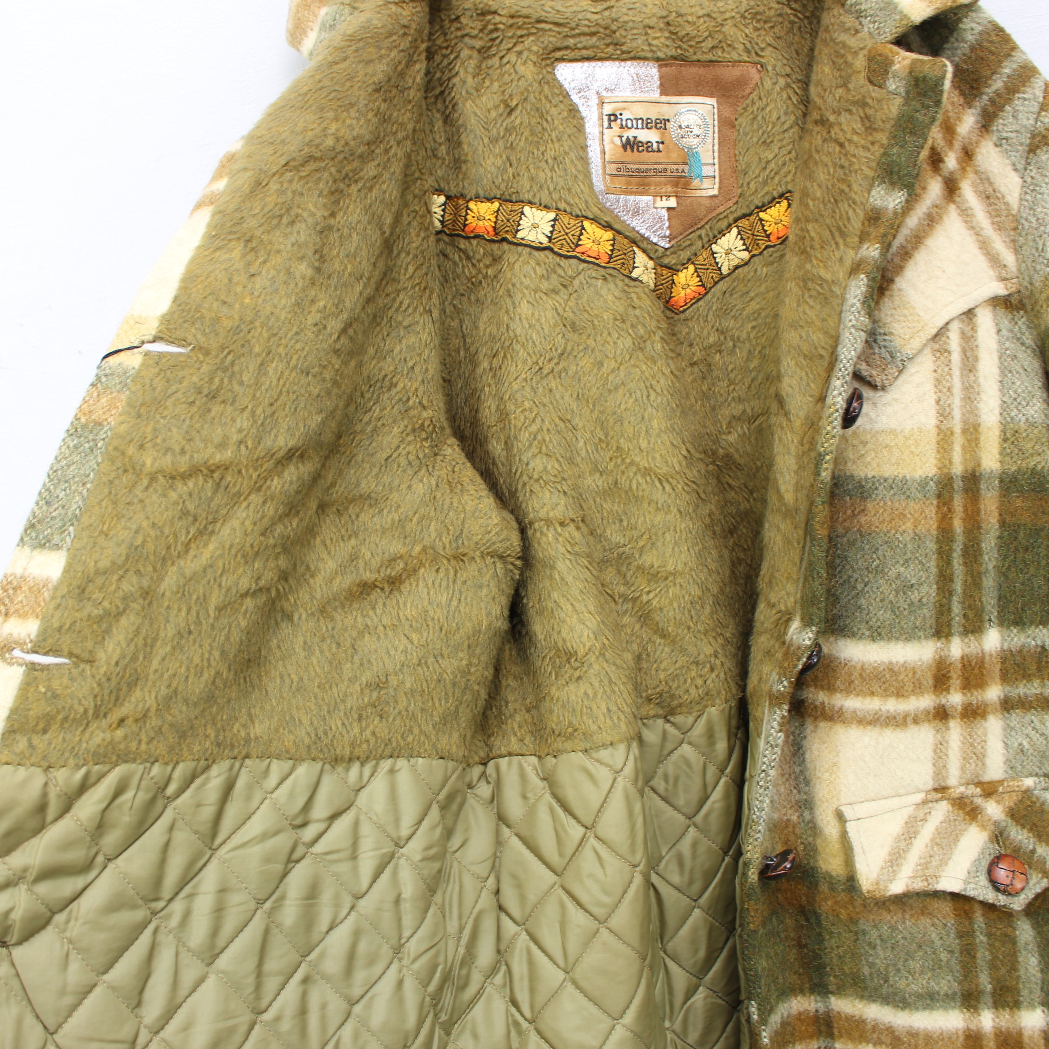 's USA VINTAGE Pioneer Wear CHECK PATTERNED WOOL BOA