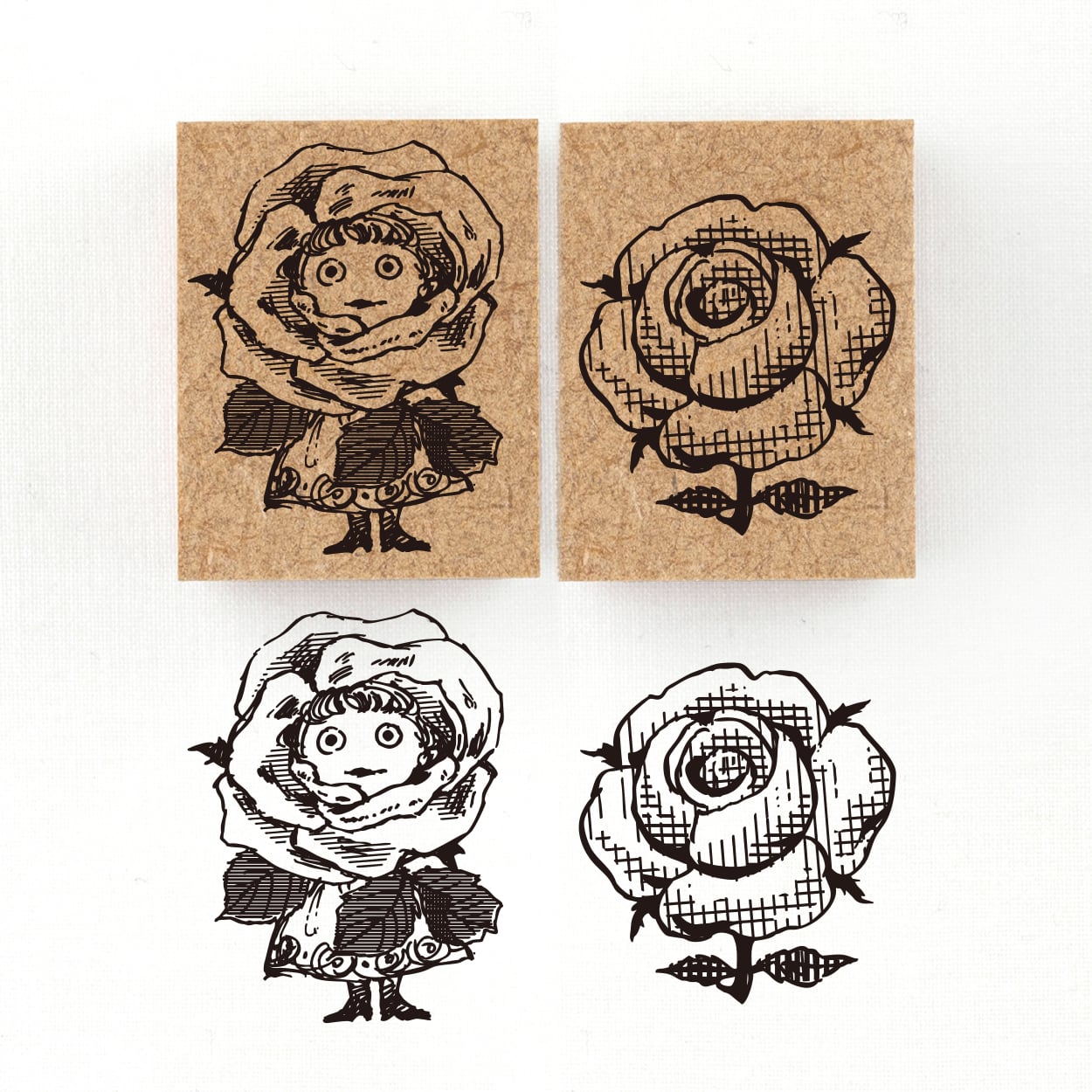 4/15 12:00~販売『ばらの精霊』物に宿る精霊オブジャニマ達のスタンプ 幸福の精霊シリーズ　26×34mm