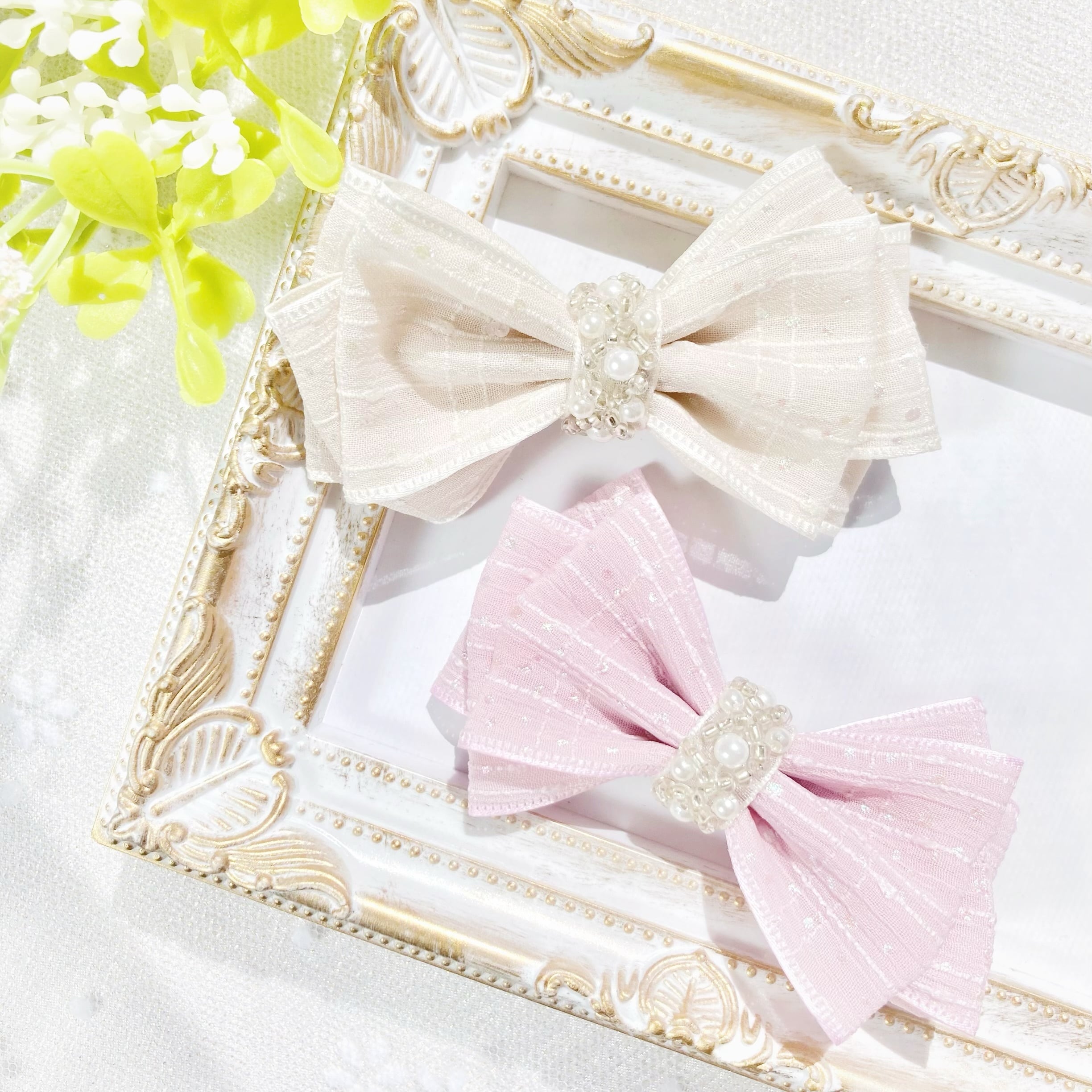 ♥ホログラム シフォンリボンꕤ全2色♥【ベビー キッズ 赤ちゃん ヘア  