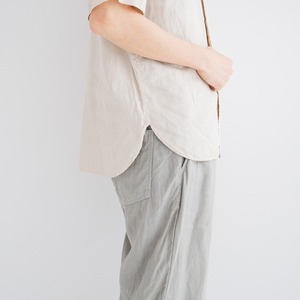 リネン RINEN 60/1リネン平織半袖バンドカラーシャツ(R34203)全4色【レターパックプラス可】