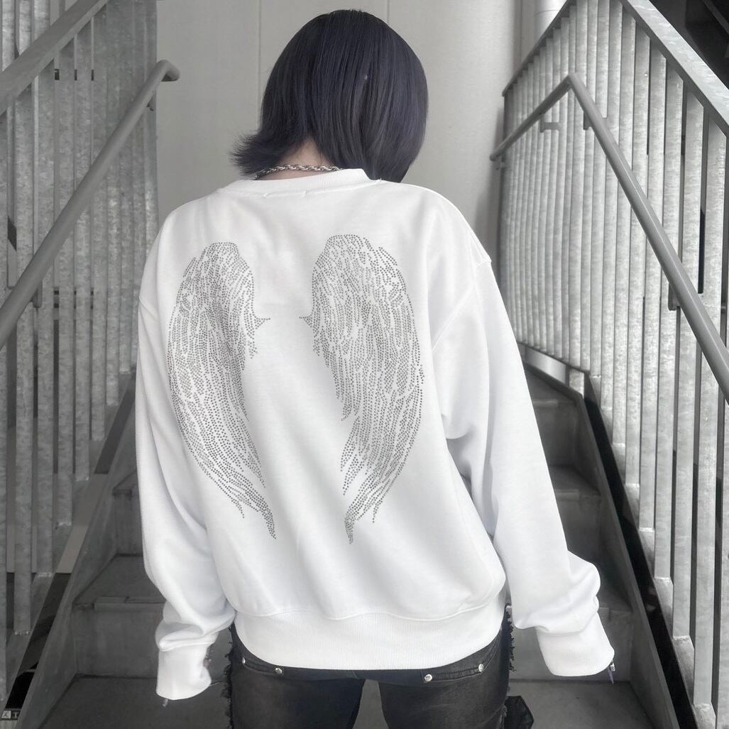 【CANDY SELECT】ラインストーン羽トレーナー 230319 サブカル 地雷系 グランジ ストリート メンズ レディース ユニセックス