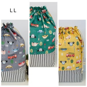 巾着袋L L(お着替え袋)『いろんな車』