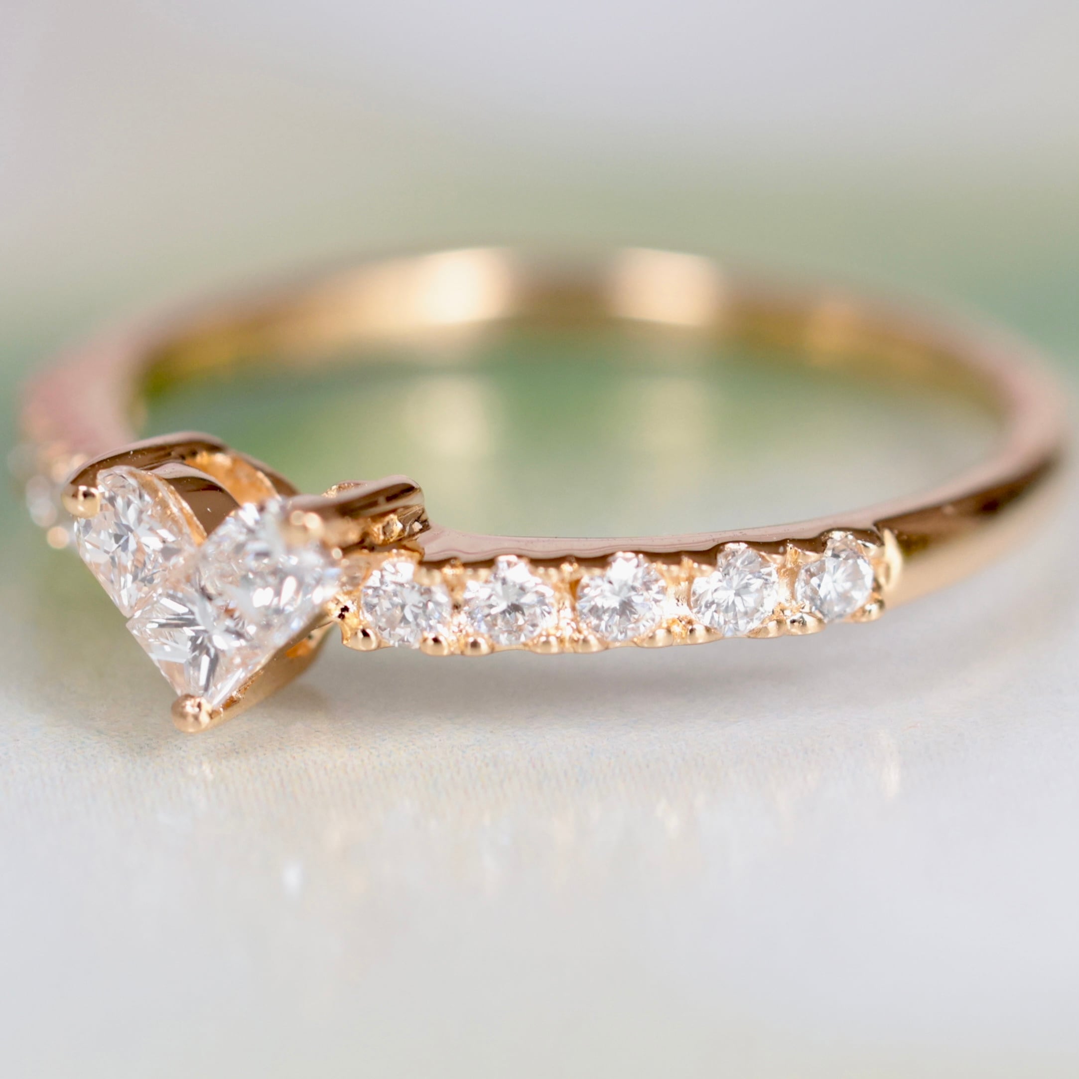 再値下げしました♪K18ダイヤモンドリングハート&キューピッド やむなく 