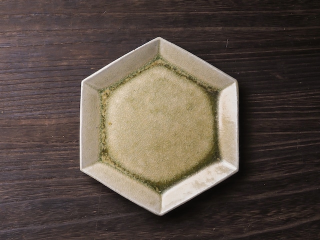 灰釉 六角皿 中（小皿 中皿 取皿）／阿部 恵里