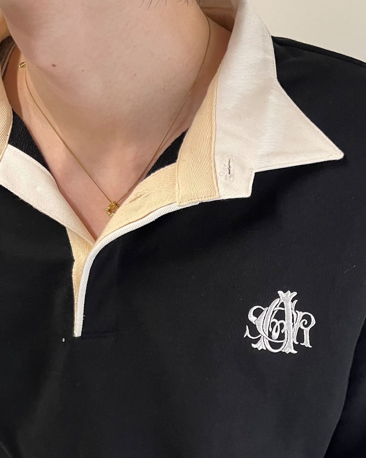 【26/AW Oscar Ouyang】Black french cuff polo shirt