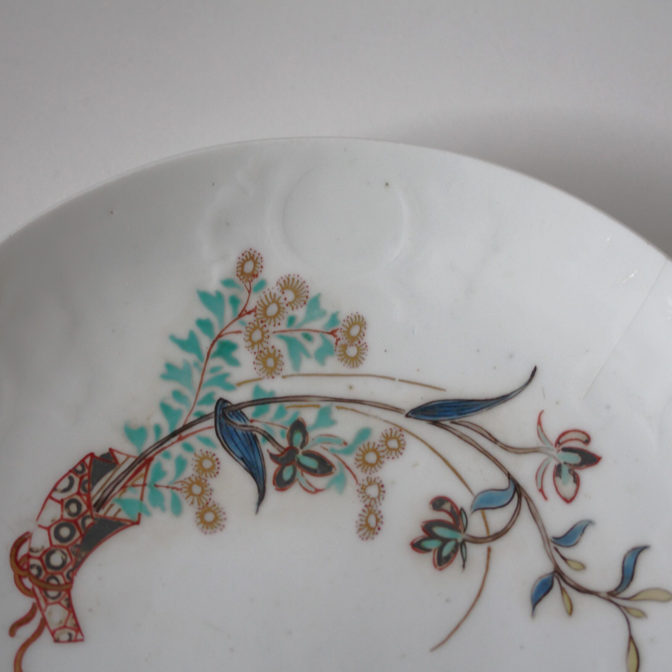 古九谷色絵花熨斗文皿 d20.2cm Ko-Kutani Enameled Dish, Design of