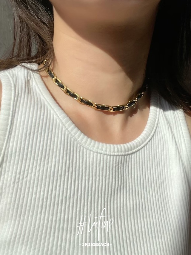 【#lufine】leather MIX choker