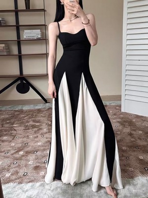 bicolor suspender slim dress.3233