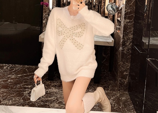 bijou ribbon sweater/2colors