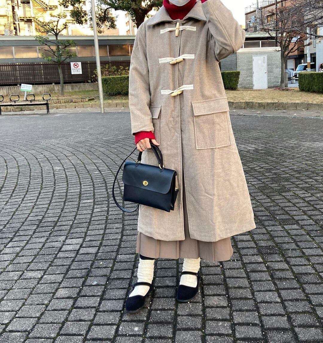 送料無料 2color ロング丈ダッフルコート フェイクウール K1575 Kacch カッチ