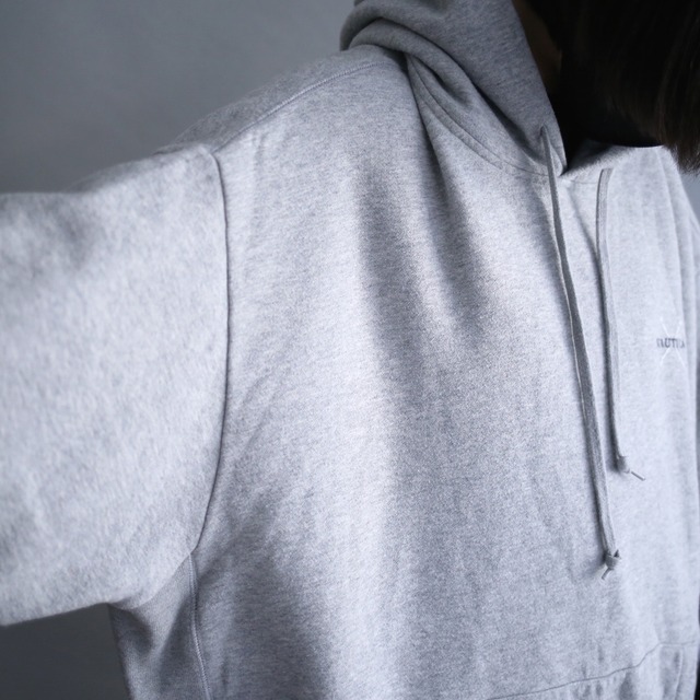 "NAUTICA" rib double line design XXXL super over silhouette gray sweat parka