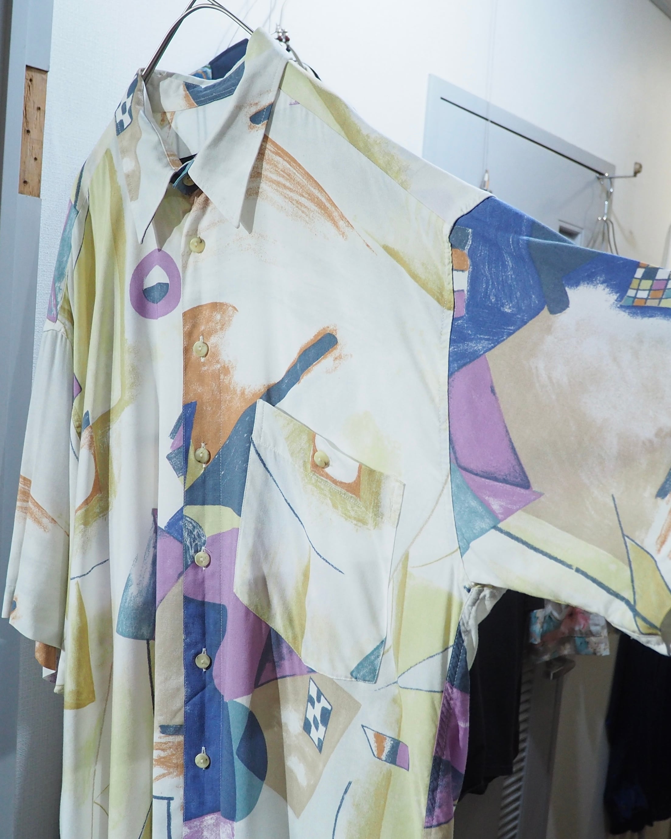1990s Colorful Abstract art printed vintage loose SS shirt