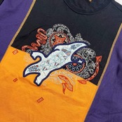 LANCEL ランセル 太陽 幾何学 刺繍 半袖 Tシャツ サイズ L/ブラック系 メンズ