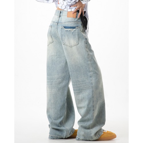 pocket distressed wide leg denim　ポケットダメージワイドレッグデニム　J0496