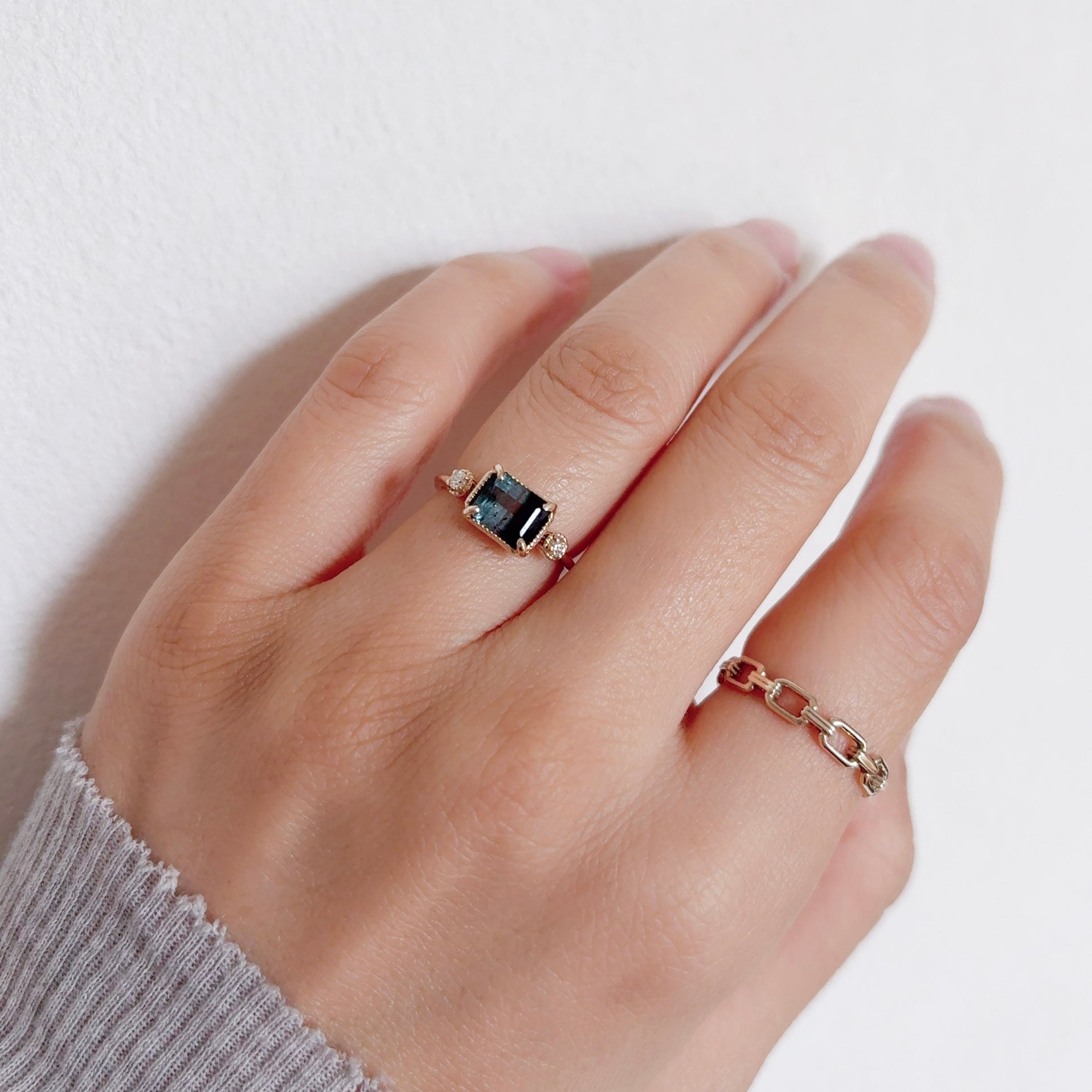 blue&black バイカラートルマリン リング / K10YG【1点限り