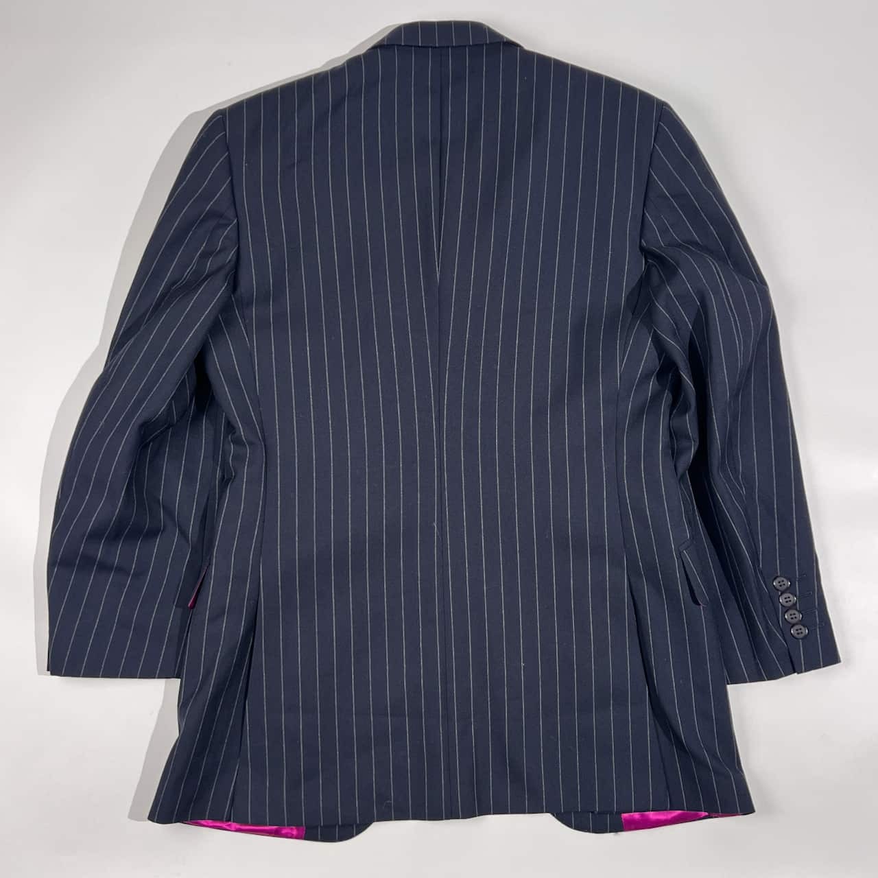 上下 イギリス製 OZ WALD BOATENG オズワルドボーテング セットアップ ストライプ テーラードジャケット スラックス スーツ /ネイビー メンズ