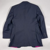 上下 イギリス製 OZ WALD BOATENG オズワルドボーテング セットアップ ストライプ テーラードジャケット スラックス スーツ /ネイビー メンズ