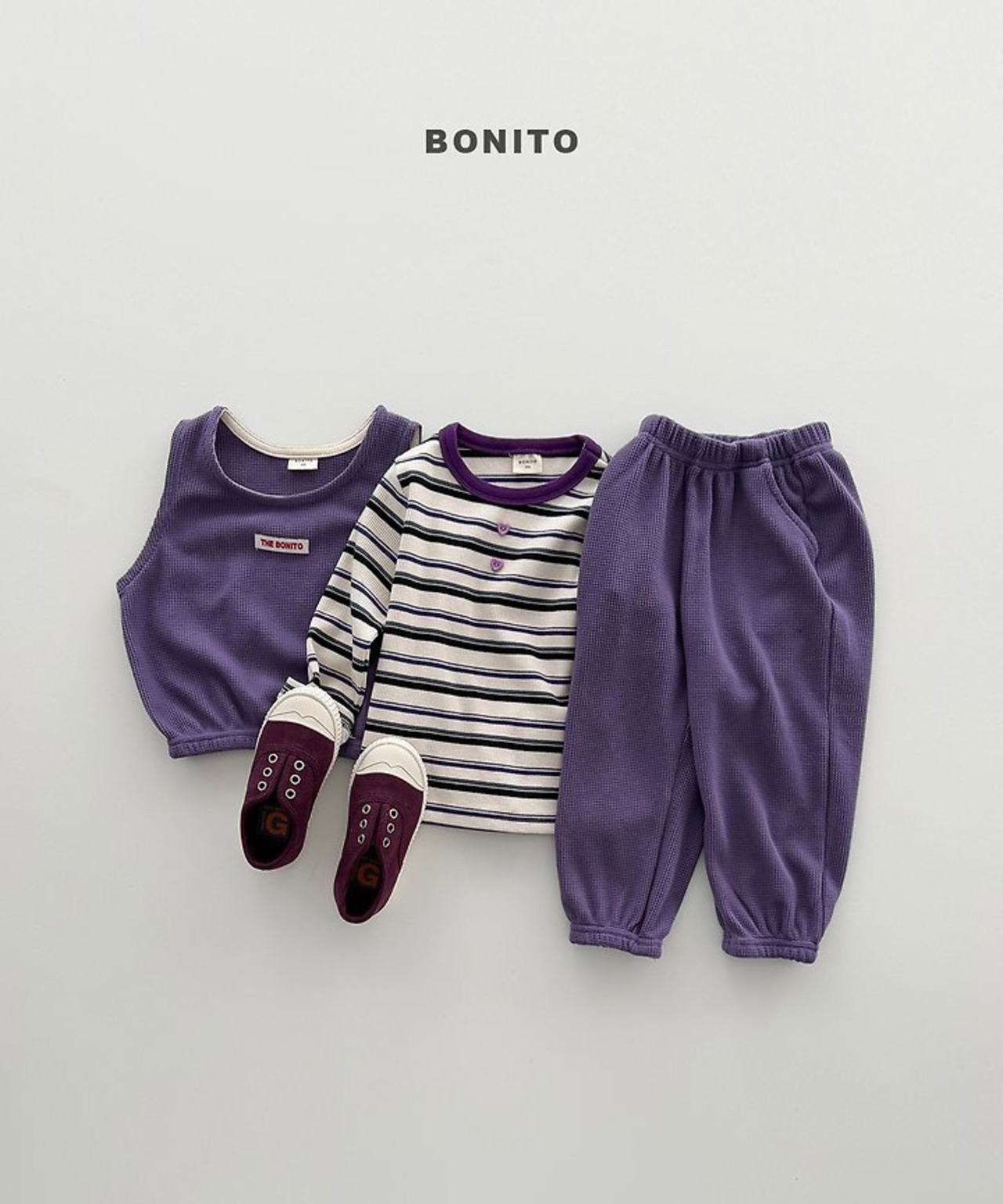 韓国子供服 / BONITO / 26Autumn / ミニワッフルベストセットアップ / 秋服 *12M~JM *