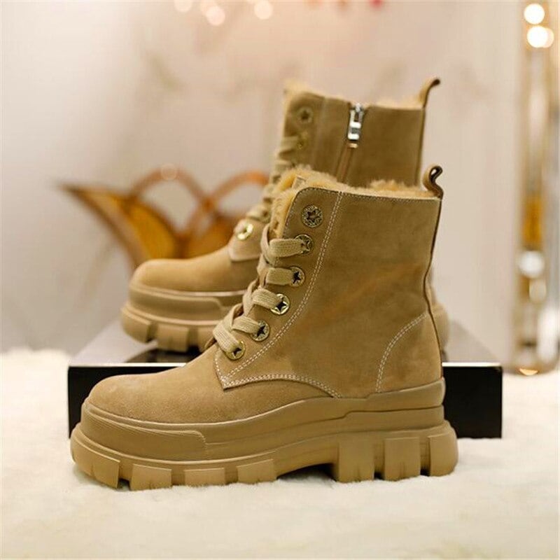 【新作】【送料無料】 冬の女性の高められた厚底のハイヒールのブーツ冬の厚い綿の靴カジュアルウールショートブーツスノーシュー シューズ コットン ウィンター 冬物 10b365814898153