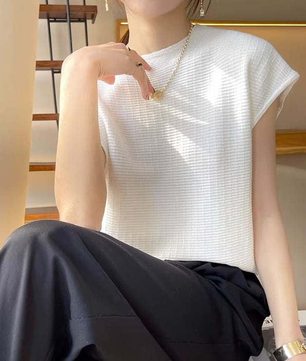 ◆予約◆フレンチスリーブワッフルトップス(ネコポス対応)(ご注文から1-2週間程でお届け)