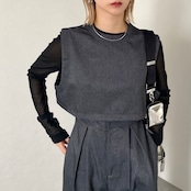 smooth cloth short vest/gray