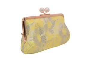 [JERI MARL] がま口 財布 レース (イエロー) 工房 手作り 日本製 エコパッケージ MX-0033-250