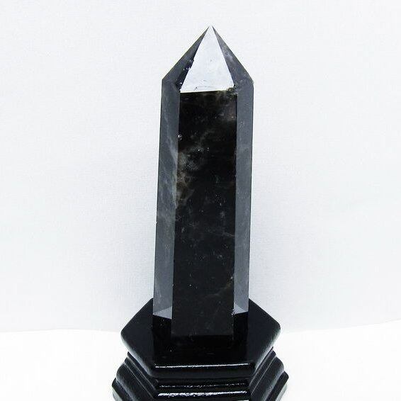 モリオン 黒水晶 六角柱 台座付属 一点物 152-4029