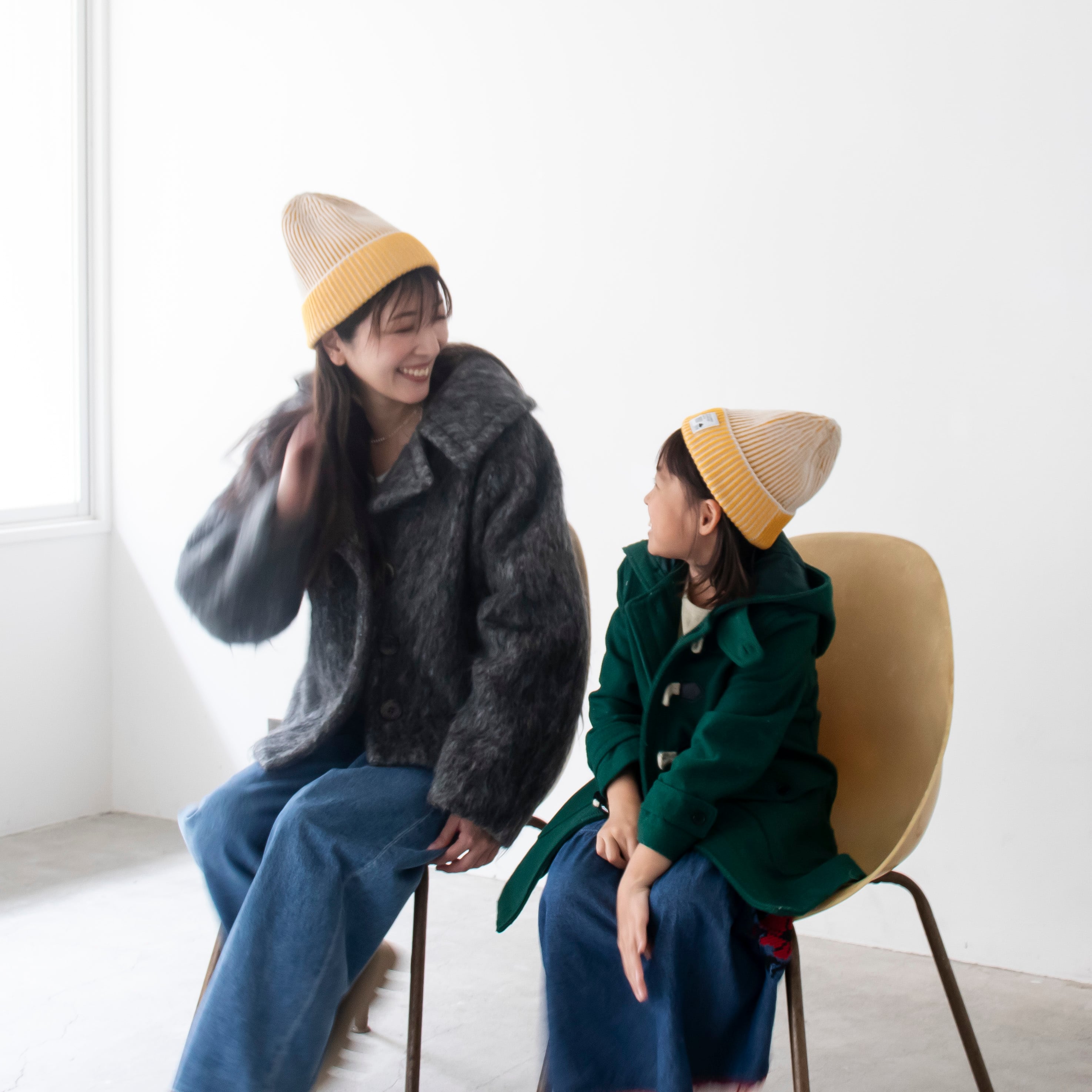 ニットキャップ【ストライプイエロー】52cm ブランド 子供 帽子 男の子