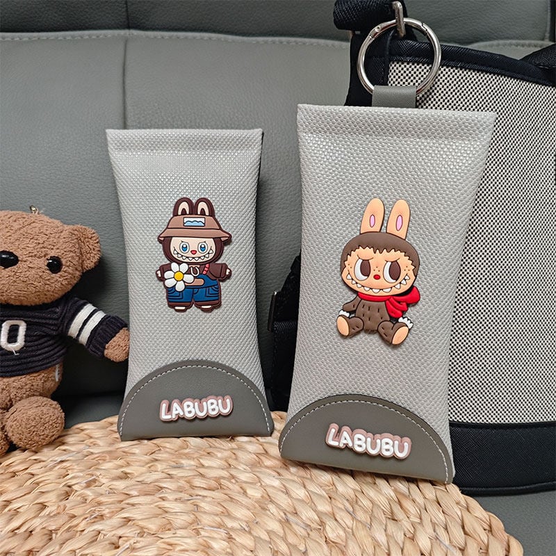 高級感あふれるラブブ メガネケース キャンバス素材 上品グレー 丈夫でかわいい 男女兼用 プレゼントにも最適