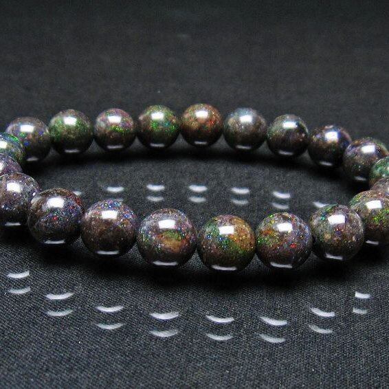 ブラックオパール ブレスレット 9mm 一点物 おまかせ便 111-37595