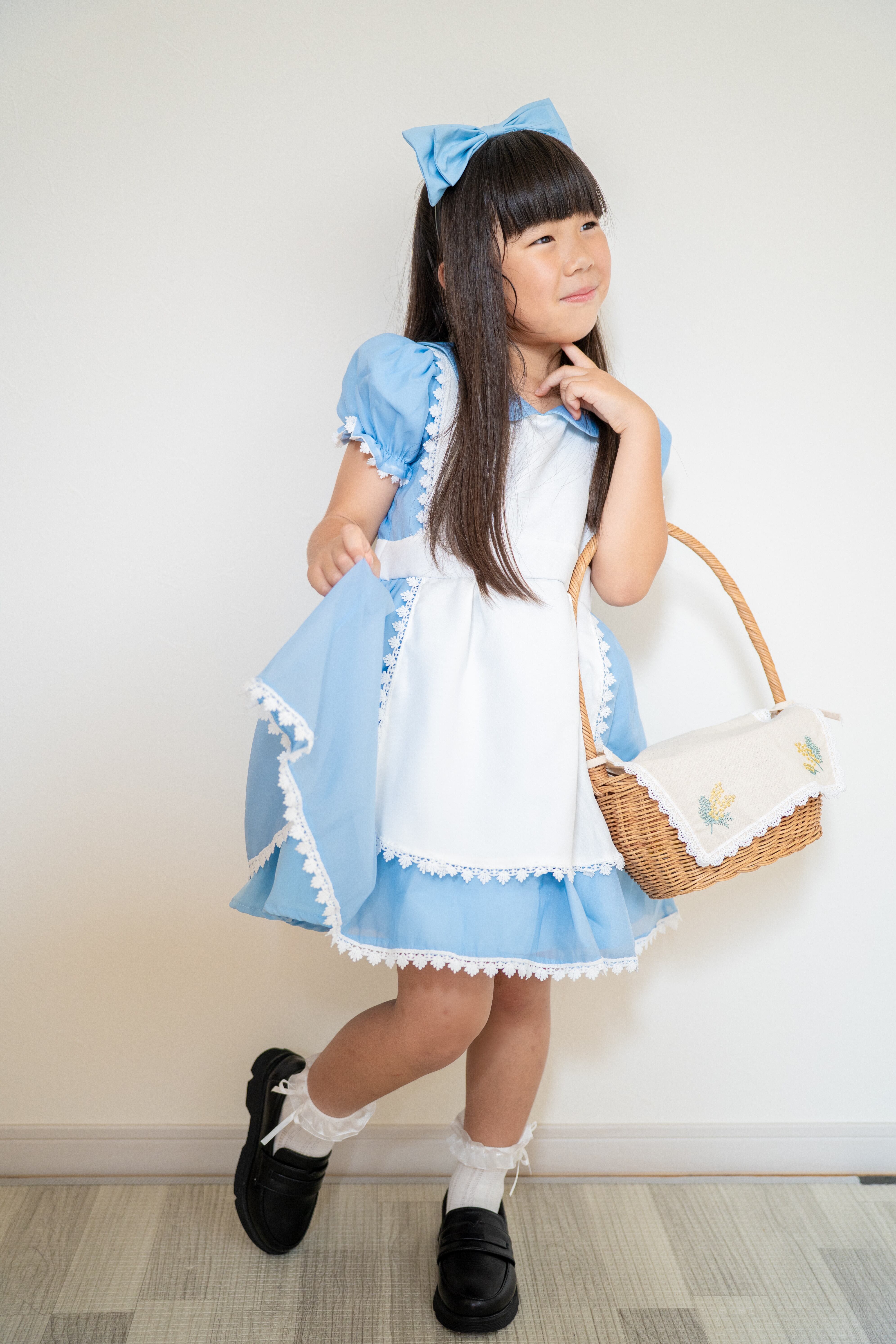 100~140相当【即納】不思議の国のアリス風ワンピース 2種カチューシャ