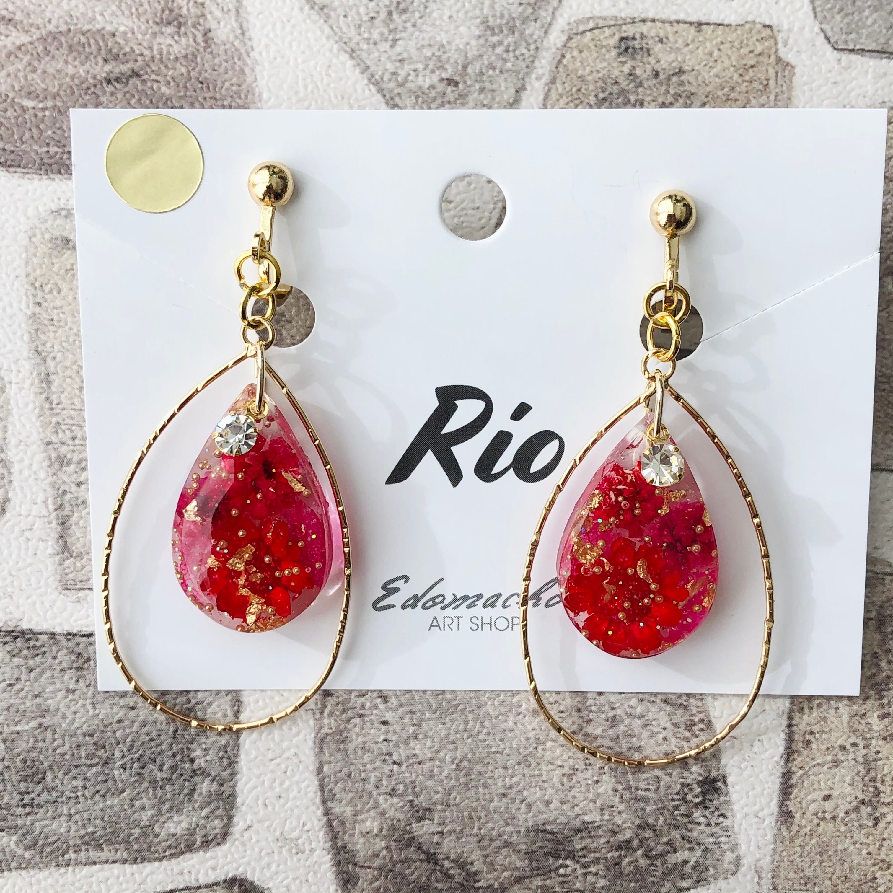 Rio 本物のお花ドロップシリーズ イヤリング ピアス Yw12 エドマッチョ Art Shop Rio 本物のお花ドロップシリーズ イヤリング ピアス Yw12 エドマッチョ Art Shop