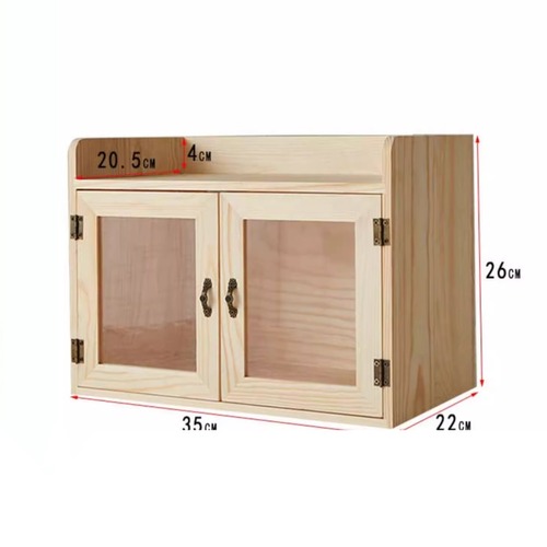 木製 卓上収納 ガラス扉 キャビネット 上置き棚付き ナチュラル 小物入れ コンパクト 洗面台 収納 ディスプレイ棚 アンティーク調 取っ手 観音開き