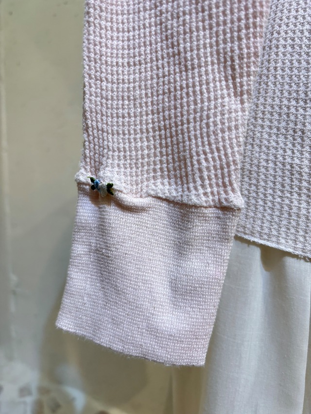 garment dye thermal (pink･front:3pink heart･cuffs:blue heart)