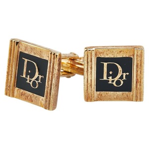 ディオール ロゴ カフス ゴールド ブラック メッキ レディース Dior 【中古】