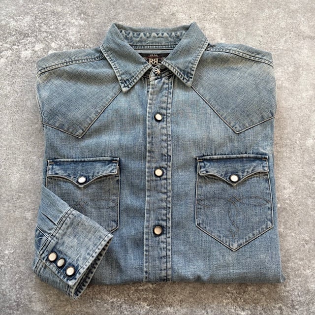 現行 RRL ダブルアールエル ラルフローレン デニム シャツ コンチョボタン 現行 RRL ダブルアールエル ラルフローレン デニム シャツ コンチョボタン