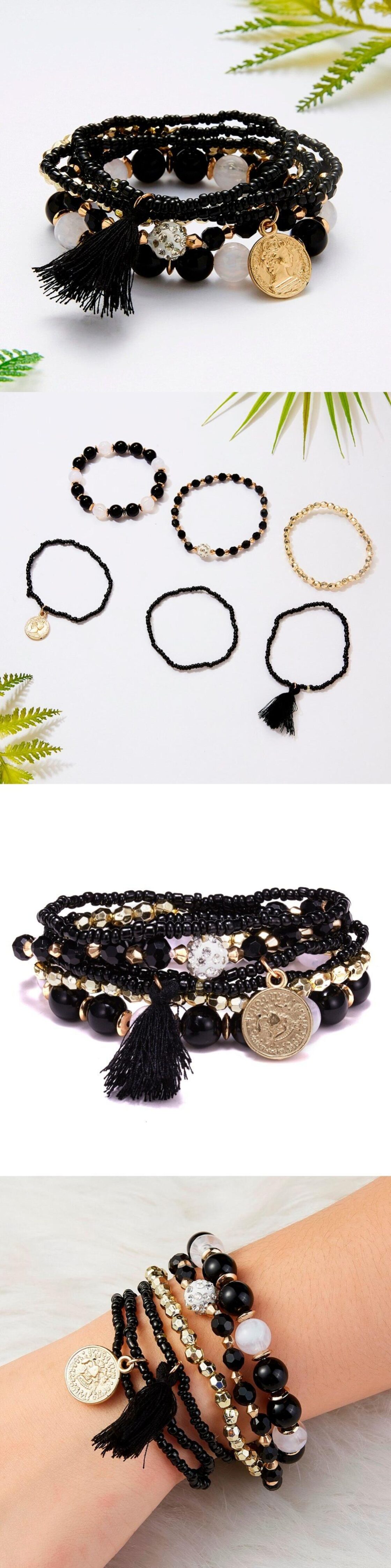 送料無料 女性ビーズブレスレット多層シードビーズコインチャームTelブレスレットセットリストバンドジュエリーパーティーギフト6個/セット  マルチレイヤー アクセサリー AE1332221616776078114 | Pay ID