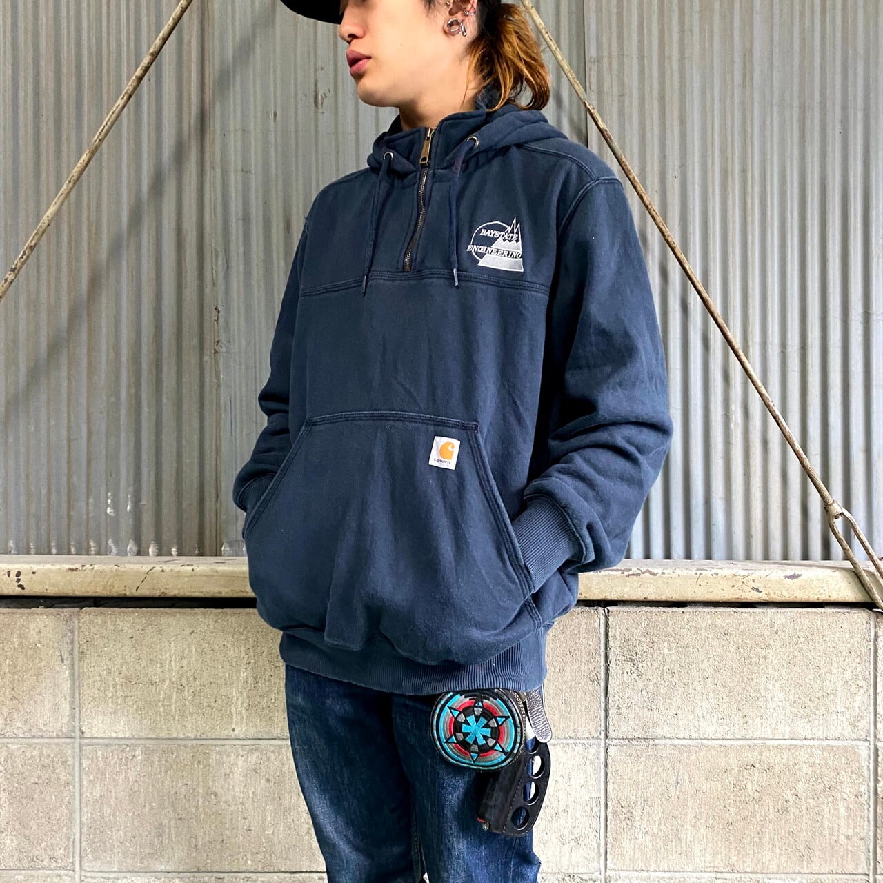 Carhartt カーハート 刺繍入り ワンポイントロゴ プルオーバーパーカー メンズL 古着 ネイビー 紺色【パーカー】【AL20】 | cave  古着屋【公式】古着通販サイト powered by BASE