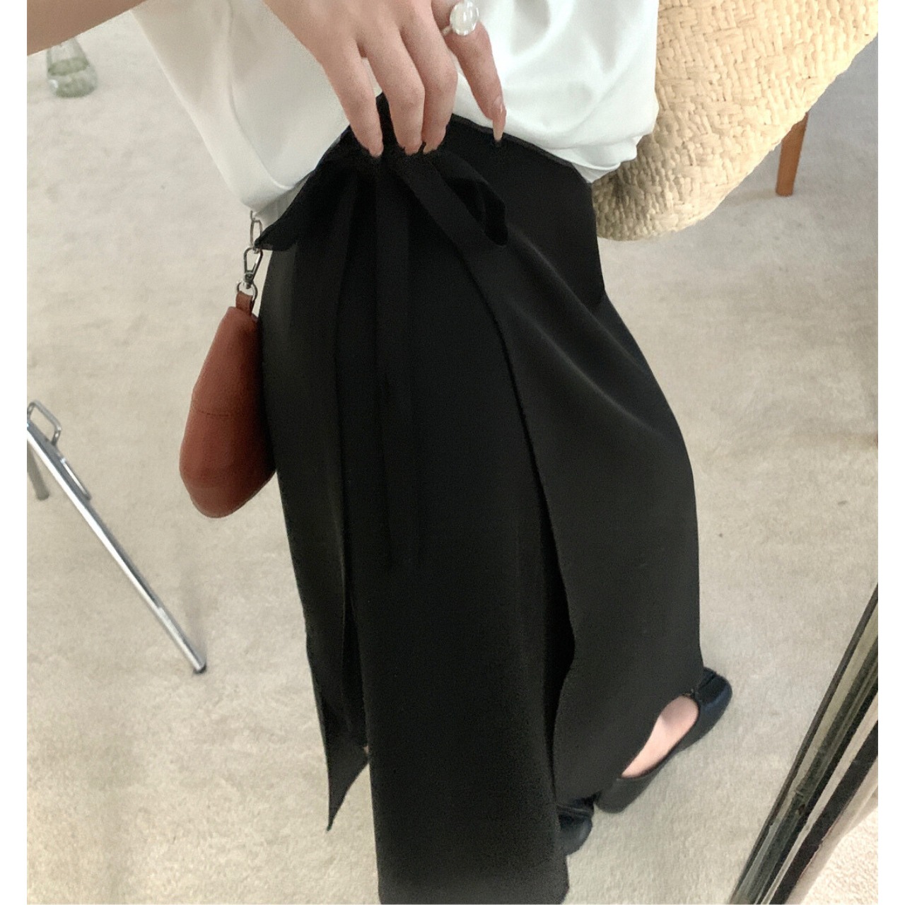 バックスリット ハイウエスト ロングスカート 10251