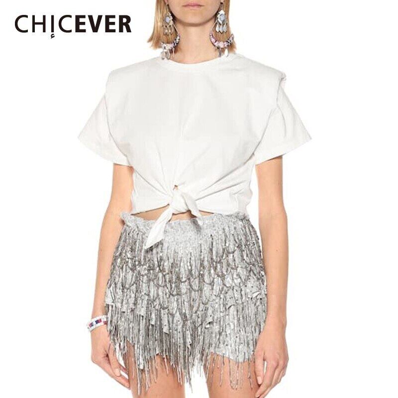 CHICEVERレースアップレディースTシャツOネック半袖ラージサイズシックスタイルシャツ2020 ショート ハーフスリーブ 大きめサイズ 6base595478692369