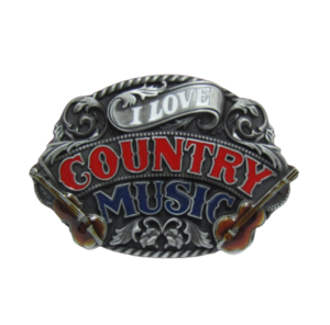 Country music double guitar jeans belt buckle