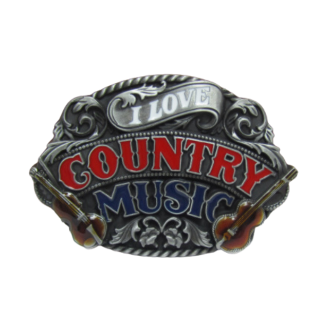 Country music double guitar jeans belt buckle