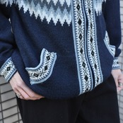 nordic pattern zip up knit foodie