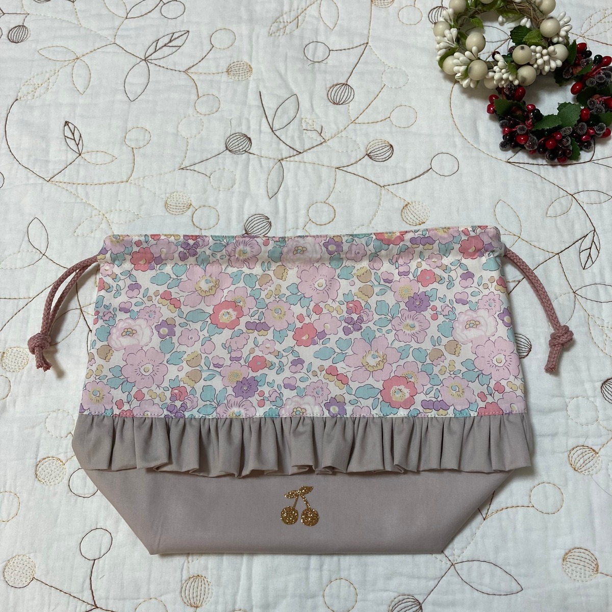 リバティ生地使用 給食袋サイズ、小物入れ ハンドメイド133  